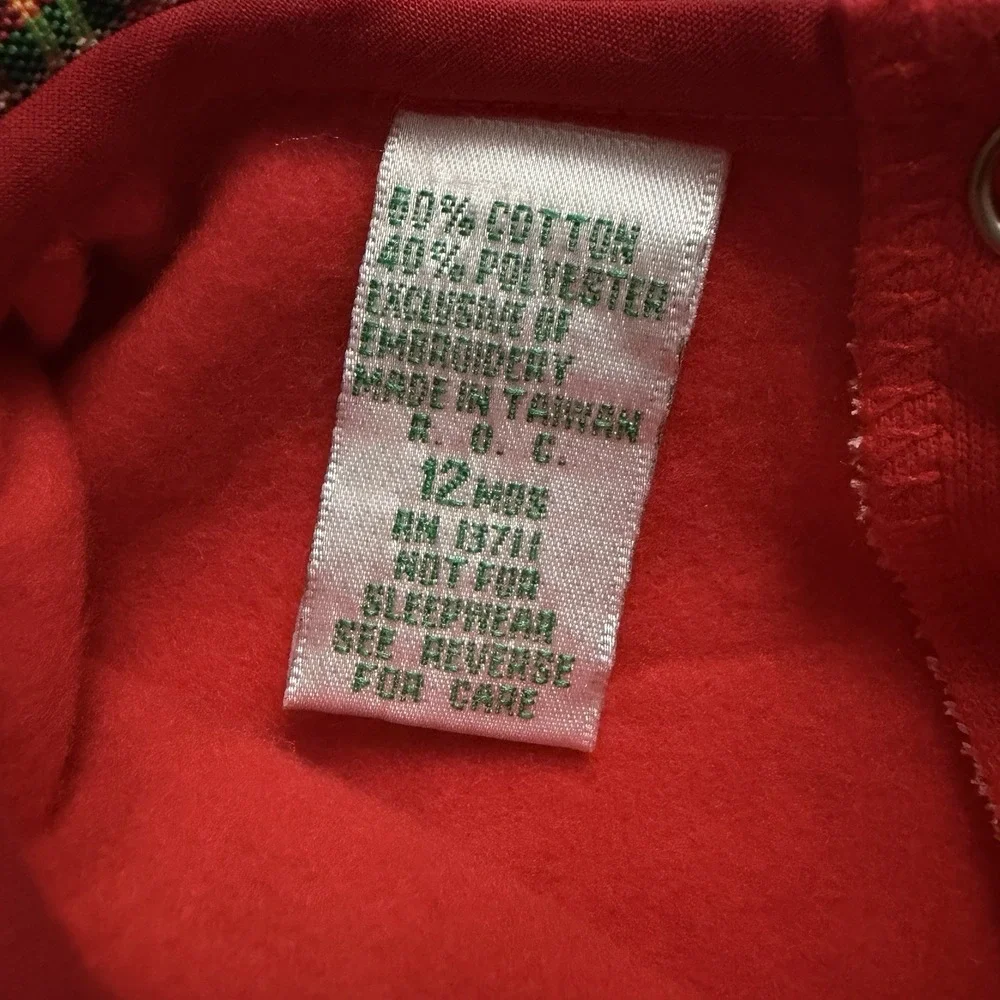 NWOT All Mine Christmas Baby 12 months 2 Piece Outfit Embroidered Tree Plaid Red